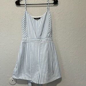 Blue and white striped romper